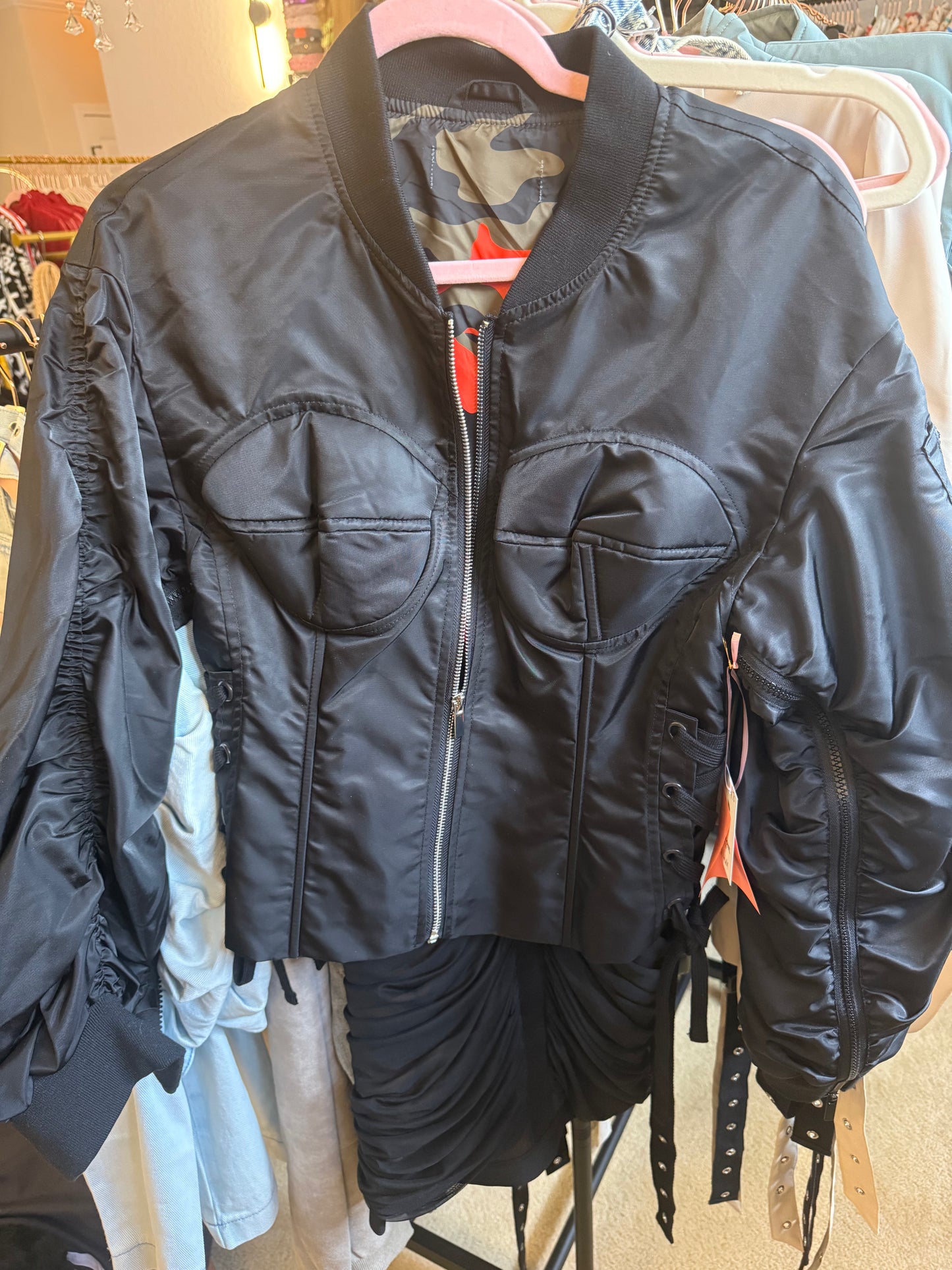 Camo Corset Zippers Jacket