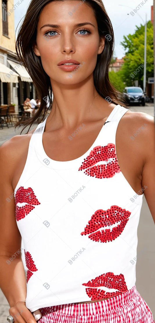 Red Kiss Me Tank Top