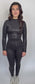 Artsy Black Liquid Long Sleeve Crop Top