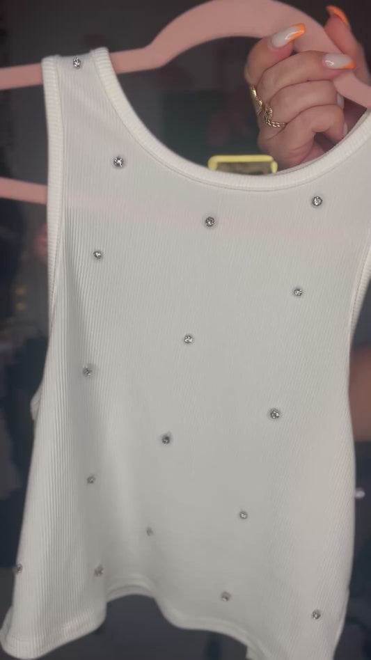 Embellished White Tank